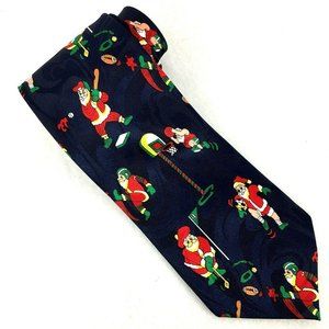 Steven Harris Christmas Sports Tie Necktie Santa Claus Baseball Golf 57" Mens